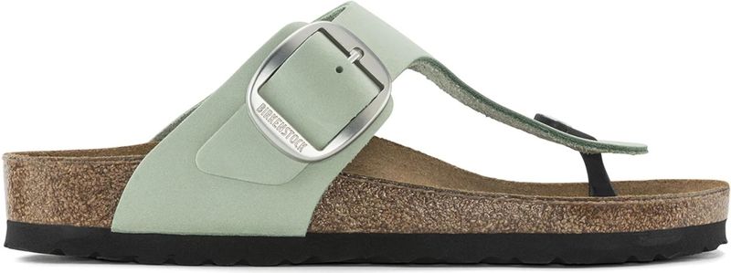 Birkenstock - Leren Gesp Slippers - Groen - Dames