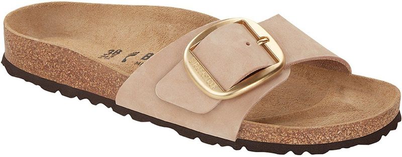 Slipper Birkenstock Women Madrid Big Buckle Natural Leather Nubuck Sandcastle Narrow-Schoenmaat 39