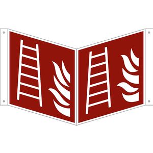 Borden voor brandbeveiliging, richtingaanduiding schuin, VE = 10 stuks, aluminium, 150 x 150 mm