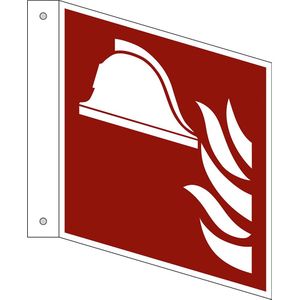 Borden voor brandbeveiliging, telefoon brandalarm, VE = 10 stuks, aluminium, bord met vouw, 150 x 150 mm