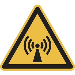 Waarschuwingsbord, waarschuwing voor magnetisch veld, VE = 10 stuks, folie, hoeklengte 100 mm