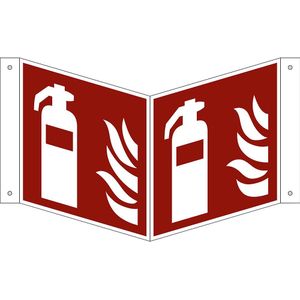 Borden voor brandbeveiliging, brandblusser, VE = 10 stuks, aluminium, bord met vouw, 150 x 150 mm