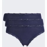 Nina von C 3-pack dames Jazzpant - Kant - Blauw