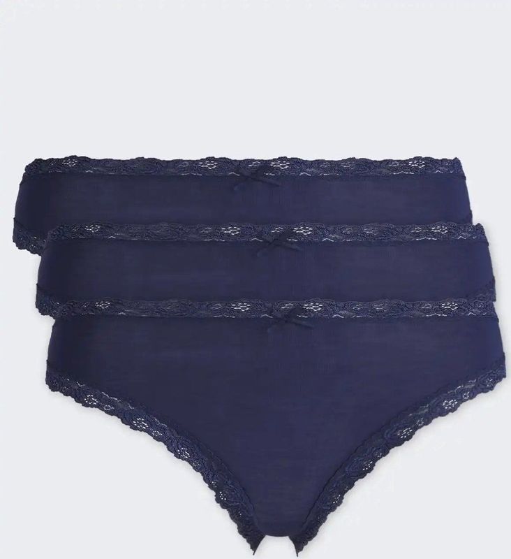 Nina von C 3-pack dames Jazzpant - Kant - Blauw