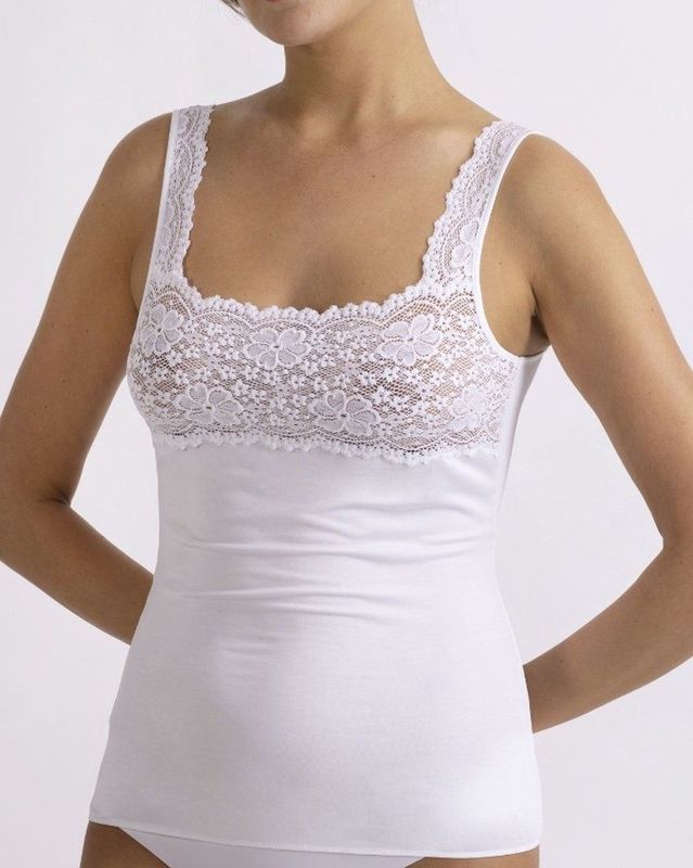 Nina von C - Dames Hemd Kant - Luxe Singlet - Wit