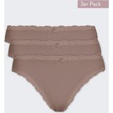 Nina von C 3-pack dames Jazzpant - Kant - Roze