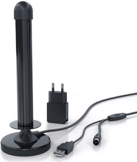 Aplic Stabantenne (DVB-T, DVB-T2, für Innenbereich), DVB-T2 HD Antenne aktiv, Digitale HDTV Zimmerantenne Verstärkerantenne