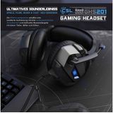CSL Gaming-Headset (Blaue LED-Beleuchtung, Kopfbügel variabel verstellbar, Bietet kristallklaren Hoch-, Mittel- und Tieftonbereich + dynamische Basswiedergabe, USB, Mikrofon, Kopfhörer für Windows, Mac, PS3, PS4, PS4 Pro)