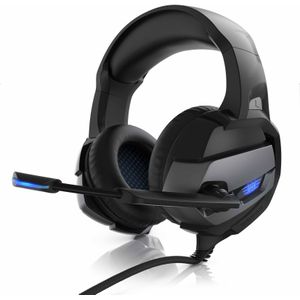 CSL Gaming-Headset (Blaue LED-Beleuchtung, Kopfbügel variabel verstellbar, Bietet kristallklaren Hoch-, Mittel- und Tieftonbereich + dynamische Basswiedergabe, USB, Mikrofon, Kopfhörer für Windows, Mac, PS3, PS4, PS4 Pro)