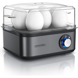 Arendo Eierkocher 8-fach, 500 W, Edelstahl, Härtegrad einstellbar, für 8 Eier, grau