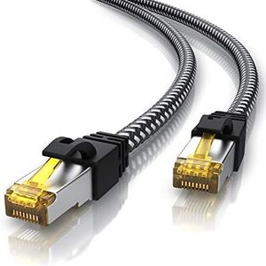 CSL 20m Gigabit Ethernet LAN CAT 7 netwerkkabel, katoenen jasje, 10000 Mbit, patchkabel, S-FTP PIMF, onbewerkte kabelafscherming met RJ 45-stekker, Switch Router Modem Access Point