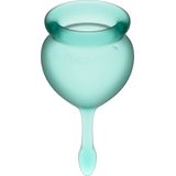 Satisfyer Feel Good - Menstruatiecup - 2 stuks - Donkergroen - Maat M + S