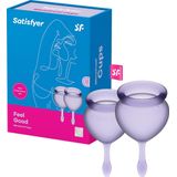 Satisfyer Feel Good - Menstruatiecup - 2 stuks - Donkergroen - Maat M + S