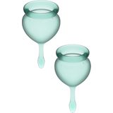 Satisfyer Feel Good - Menstruatiecup - 2 stuks - Donkergroen - Maat M + S