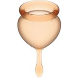 Satisfyer Feel Good - Menstruatiecup - 2 stuks - Oranje - Maat M + S