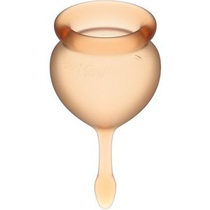 Satisfyer Feel Good - Menstruatiecup - 2 stuks - Oranje - Maat M + S