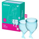 Satisfyer Feel Secure - Menstruatiecup - 2 stuks - Lichtblauw - Maat M + S