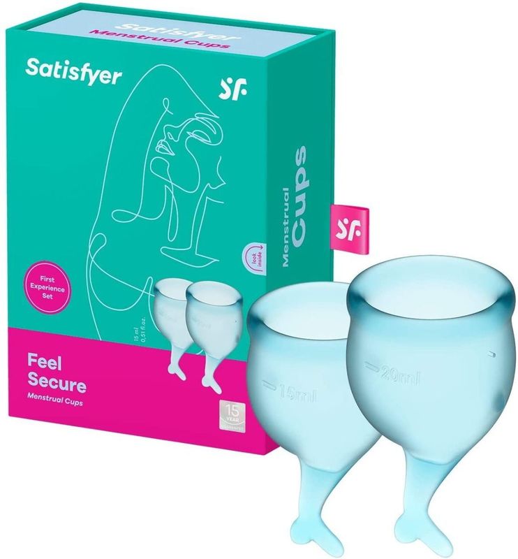 Satisfyer Feel Secure - Menstruatiecup - 2 stuks - Lichtblauw - Maat M + S
