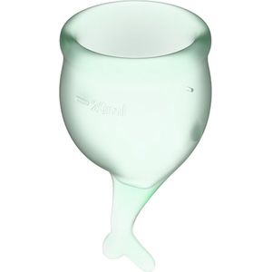 Satisfyer Feel Secure - Menstruatiecup - 2 stuks - Lichtgroen - Maat M + S