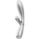 Satisyfer, Bluetooth Rabbit, Hot Lover Connect App', 20 cm, met app, waterdicht, oplaadbaar, huidvriendelijke siliconen, kleur:zilver