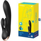 Satisfyer, vibrator, Bluetooth Rabbit, Double Flex, 20 cm, met app, 3 motoren, gemaakt van volledig siliconen, oplaadbaar, waterdicht