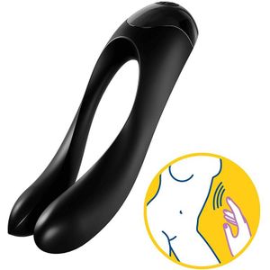 Satisfyer, vibrator, vingervibrator, &#x27;Candy Cane&#x27;, met batterij, medische siliconen, 10 cm