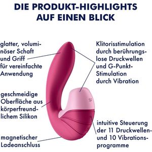 Satisfyer, drukgolfvibrator, Supernova, 18 cm, flexibel verstelbaar, waterdicht, drukgolven en trilling