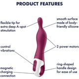 Satisfyer, A-punt vibrator, 'A-Mazing 1, 21,5 cm', waterdicht, oplaadbaar, flexibele punt