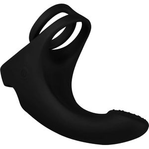 EIS, vibrator, 'gebogen anale vibrator incl. penisring, 14 cm', waterdicht, oplaadbaar, huidvriendelijke siliconen