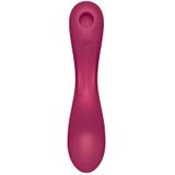 Satisfyer, Vibrator, drukgolf-vibrator, curvy trinity 1 inch, 17,5 cm, waterdicht (IPX7), 2 afzonderlijk regelbare functies, stille modus, kleur: rood