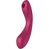 Satisfyer, Vibrator, drukgolf-vibrator, curvy trinity 1 inch, 17,5 cm, waterdicht (IPX7), 2 afzonderlijk regelbare functies, stille modus, kleur: rood