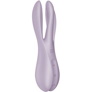 Satisfyer, Vibrator, vibrator om neer te zetten, Threesome 3, 14 cm, 2 motoren, voor stimulatie van clitoris en lippen, kleur: lila