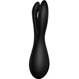 Satisfyer, Vibrator, vibrator om neer te zetten, Threesome 3, 14 cm, 2 motoren, voor stimulatie van clitoris en lippen, kleur: zwart
