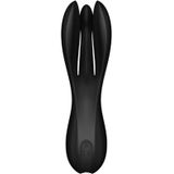 Satisfyer, Vibrator, vibrator om neer te zetten, Threesome 3, 14 cm, 2 motoren, voor stimulatie van clitoris en lippen, kleur: zwart