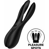 Satisfyer, Vibrator, vibrator om neer te zetten, Threesome 3, 14 cm, 2 motoren, voor stimulatie van clitoris en lippen, kleur: zwart