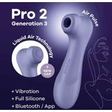 Satisfyer, vibrator, drukgolfvibrator, 'Pro 2 Generation 3 Connect App', 16,5 cm, Liquid Air-technologie, incl. extra opzetstuk, 2 apart regelbare motoren, app-gestuurd