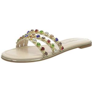 Buffalo Rita Diamonds platte sandalen voor dames, Beige Multi Stones, 40 EU