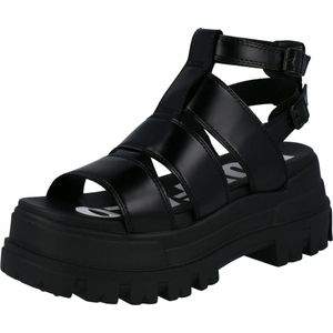 Buffalo Aspha Gld Platte sandalen voor dames, zwart, 39 EU