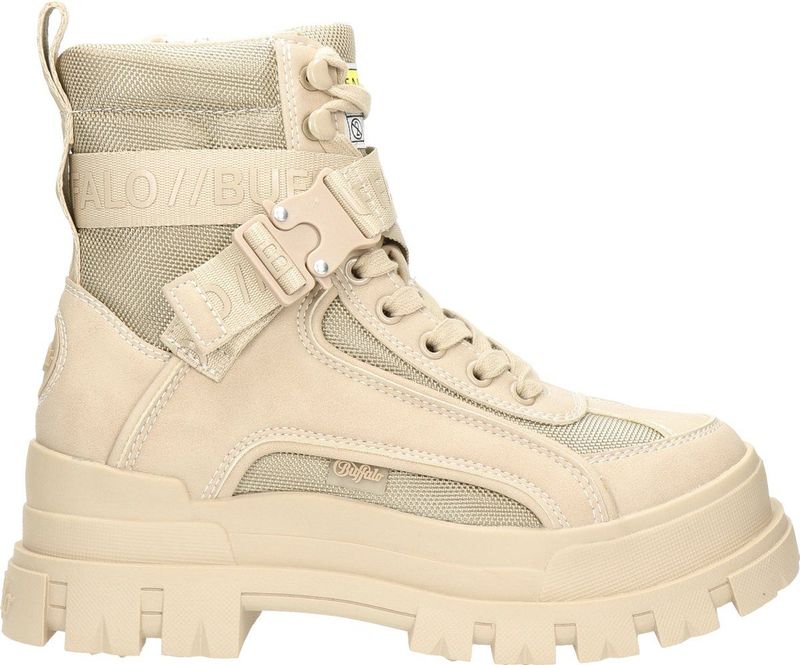 Buffalo - Aspha Com1 - Dames Veterboot - Beige - Imitatieleer - Vegan
