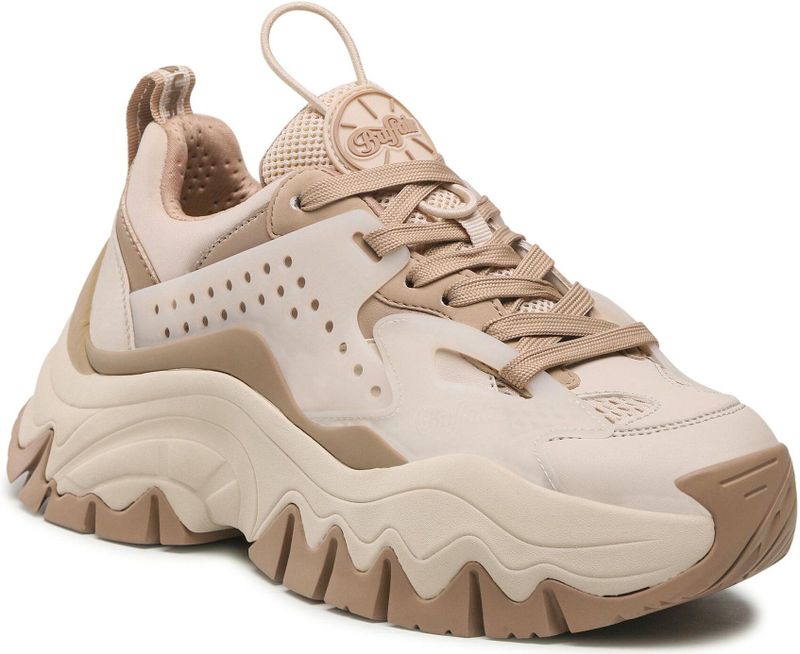 Buffalo - Trail One - Damestrainers - Beige - Rubberen Zool - Geperforeerd