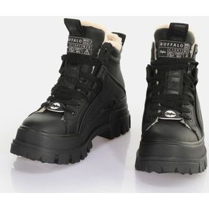 BUFFALO - Aspha NC - Veterlaarsjes - Zwart - Imitatieleder - Middelhoge Hak