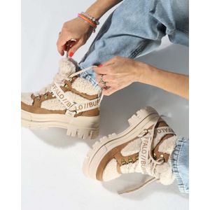 Buffalo - Aspha Combat Mid Warm - Veterboots - Zwart - Imitatieleer - Teddystof