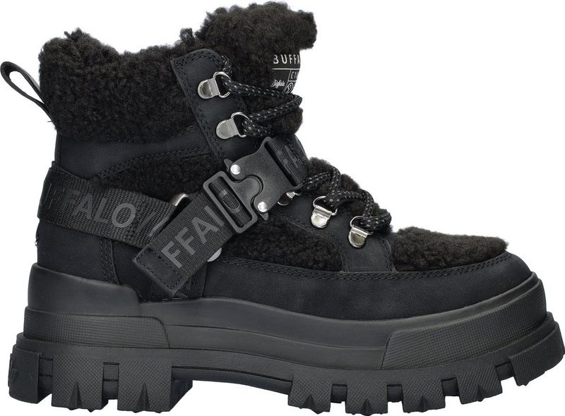 Buffalo - Aspha Com Mid Warm - Veterboot - Zwart - Vegan - Teddystof