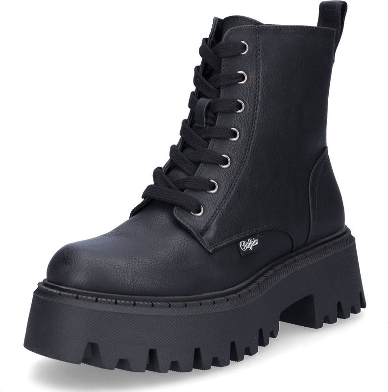 Buffalo - Aspen Lace Up - Veterschoenen - Zwart - Blokhak - 6 cm Hakhoogte
