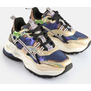 BUFFALO Sneakers laag 'TRIPLET HOLLOW'  chamois / donkerbruin / limoen / violetblauw