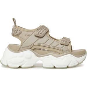 Buffalo - Binary Track - Damessandalen - Beige - Vegan Lycra/Rubber
