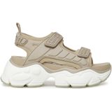 Sandaal - Imitatieleder - Effen - Klittenbandsluiting - Open Toe - Middelhoge Hak