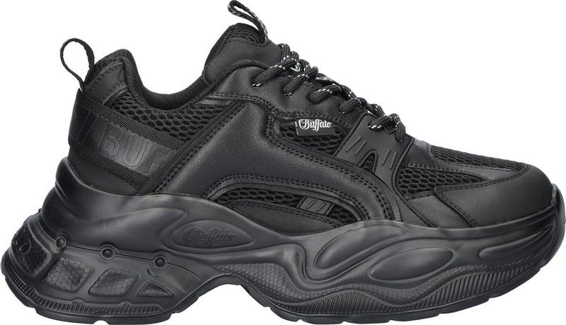 Buffalo - Yuno - Sneakers - Imitatieleer - Zwart - Textiel