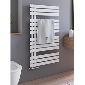 Schulte designradiator Breda - 106x60 - 556 Watt - onder aansluiting - wit - design radiator met mogelijkheid tot handdoek houder