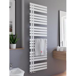 Schulte designradiator Breda - 169x50 - 718 Watt - onder aansluiting -wit - design radiator met mogelijkheid tot handdoek houder